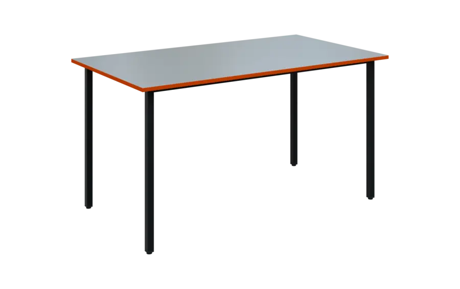 JSB 140N Jídelní stůl 1394 x 800 mm, deska šedá s hranou pomeranč / podnož černá